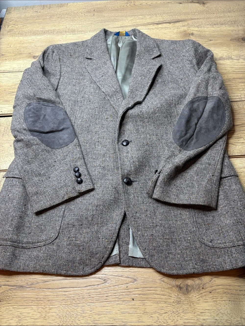 Men's Vintage Pendleton Brown Tweed Blazer with Suede Elbow Patches Size 46